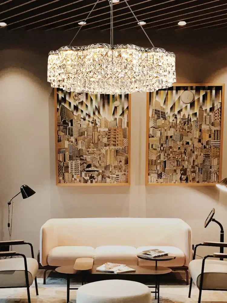 Modern circular crystal chandelier pendant light for dining room