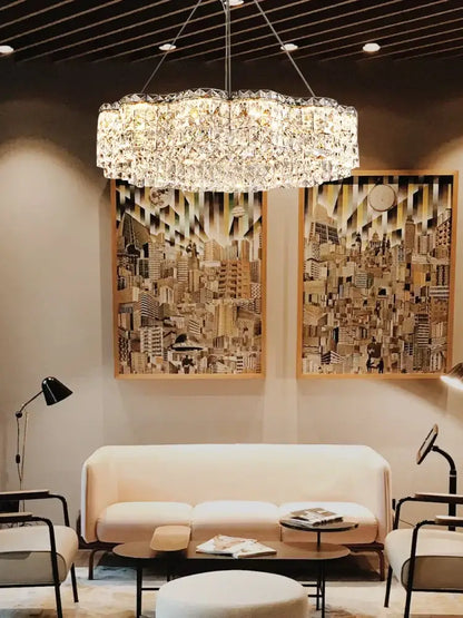 Modern circular crystal chandelier pendant light for dining room