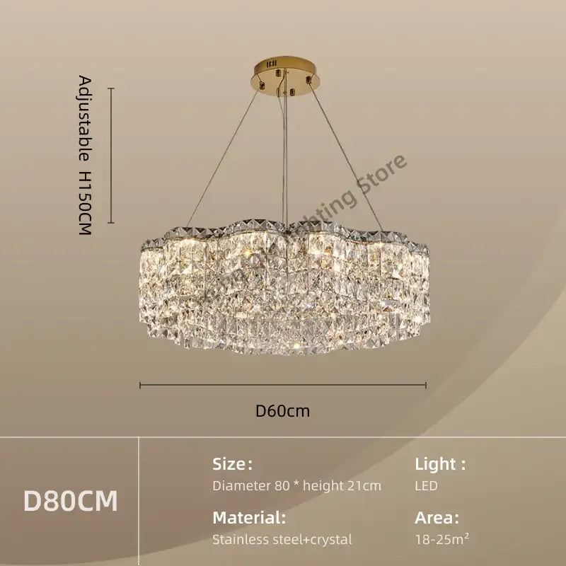 Modern circular crystal chandelier pendant light for dining room