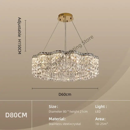 Modern circular crystal chandelier pendant light for dining room