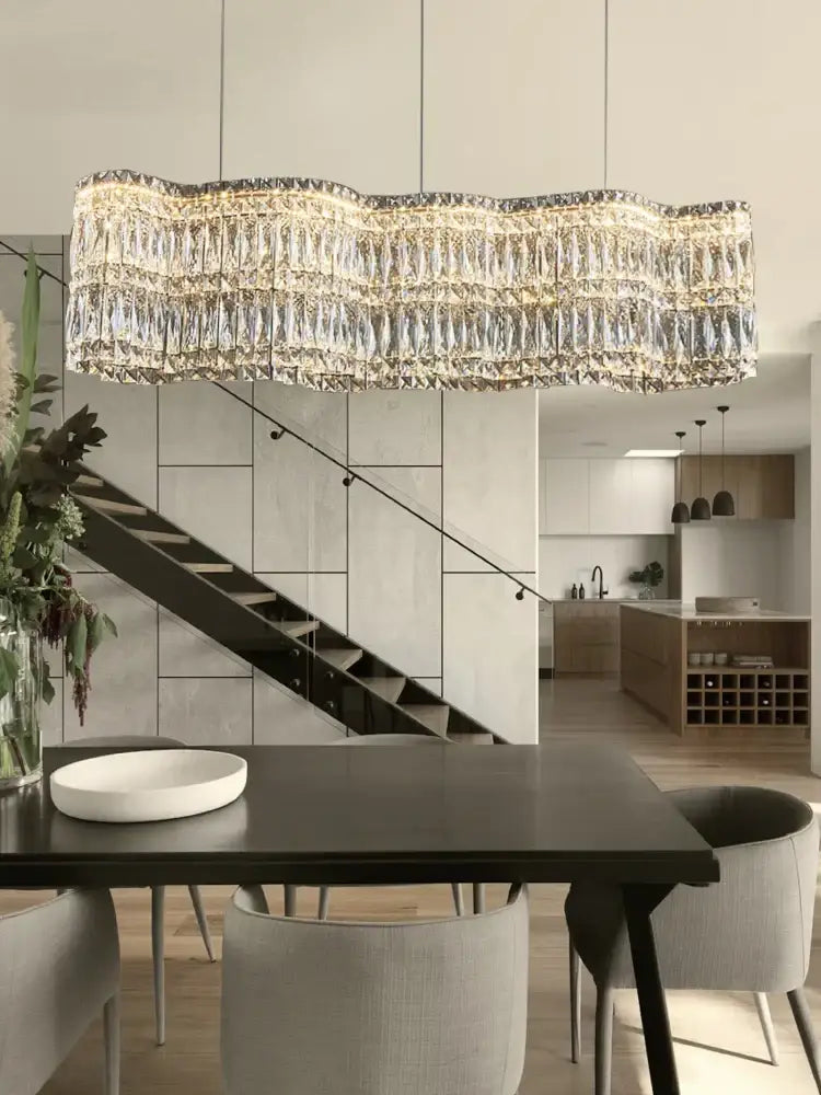 Modern circular crystal chandelier pendant light for dining room