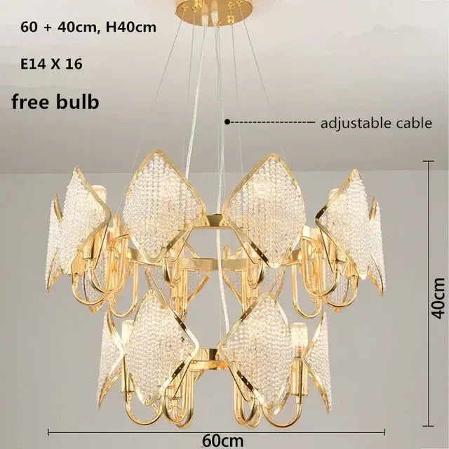 Modern gold crystal chandelier pendant light living room decor