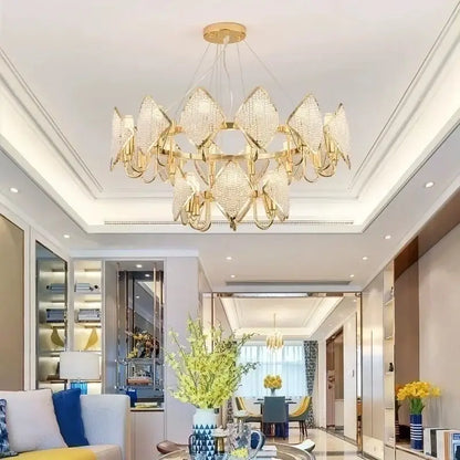 Modern gold crystal chandelier pendant light living room decor