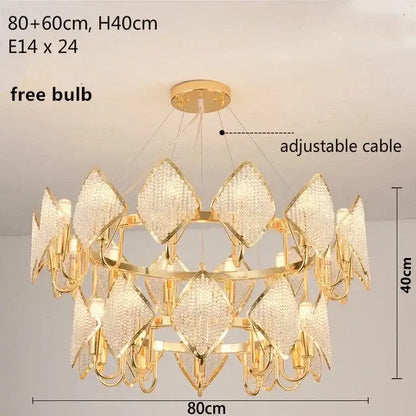 Modern gold crystal chandelier pendant light living room decor