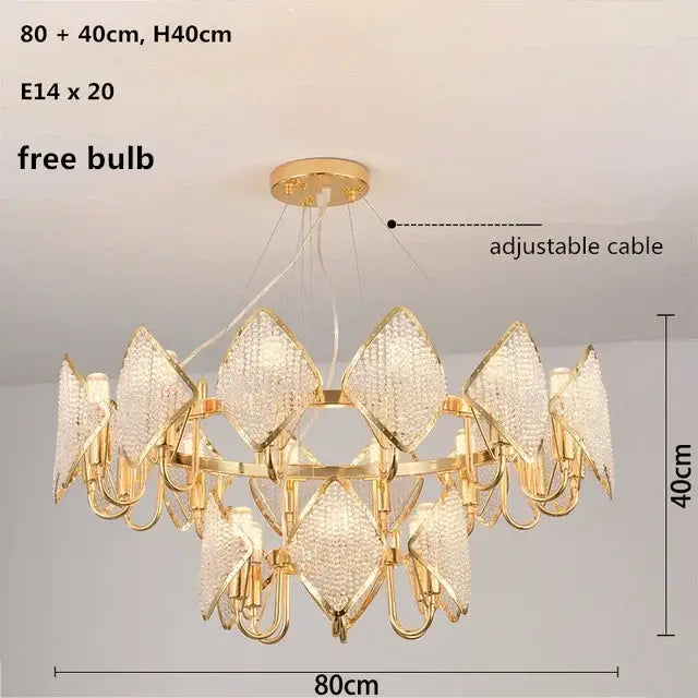 Modern gold crystal chandelier pendant light living room decor