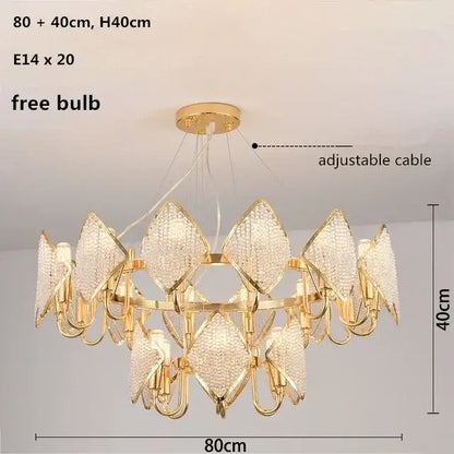 Modern gold crystal chandelier pendant light living room decor