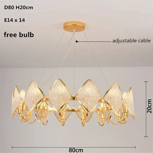 Modern gold crystal chandelier pendant light living room decor