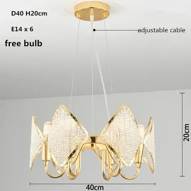 Modern gold crystal chandelier pendant light living room decor