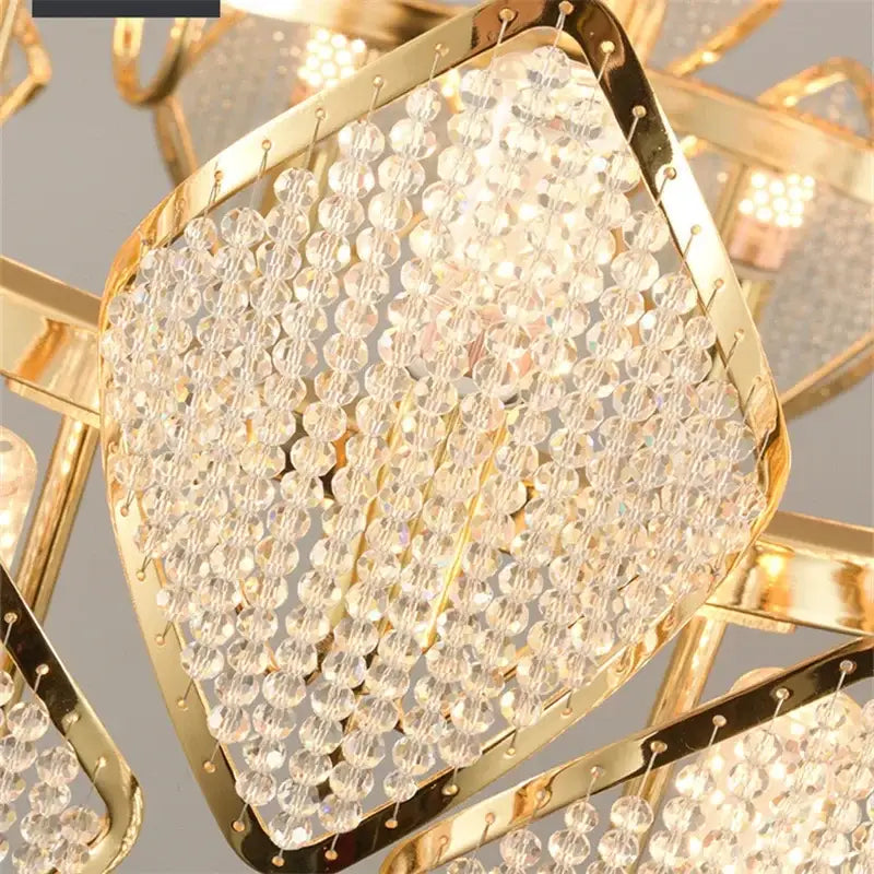 Modern gold crystal chandelier pendant light living room decor
