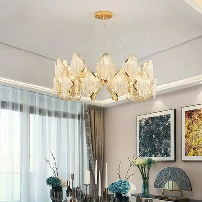Modern gold crystal chandelier pendant light living room decor