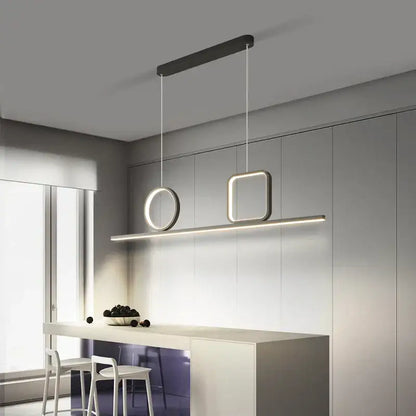 Modern black geometric crystal chandelier pendant light bedroom