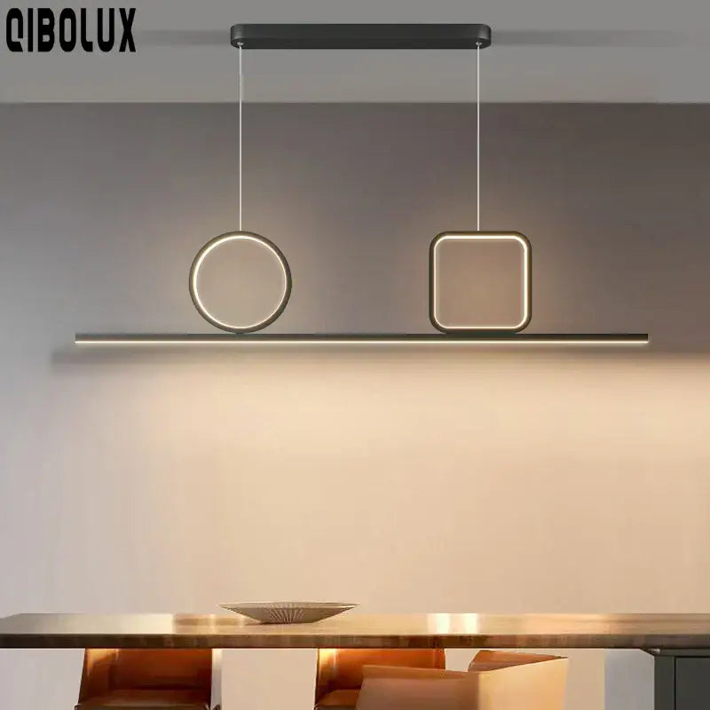 Modern black geometric crystal chandelier pendant light bedroom
