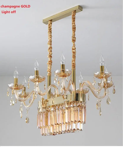 Elegant crystal chandelier pendant light – dining room teardrop glass
