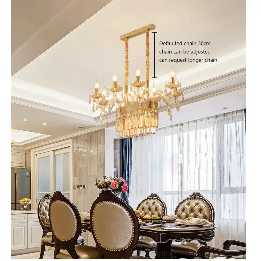 Elegant crystal chandelier pendant light – dining room teardrop glass