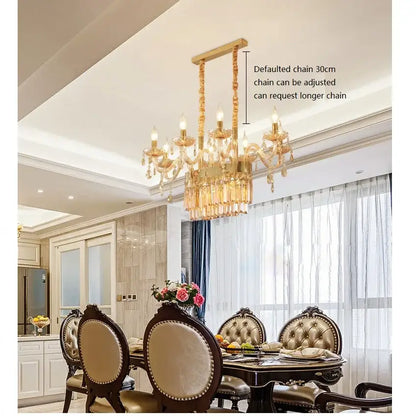 Elegant crystal chandelier pendant light – dining room teardrop glass