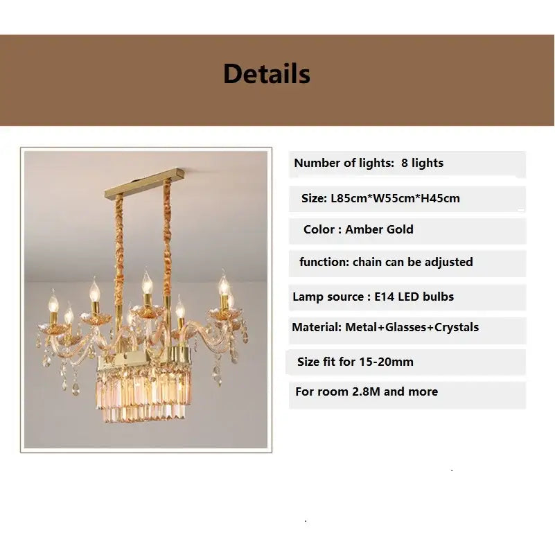 Elegant crystal chandelier pendant light – dining room teardrop glass