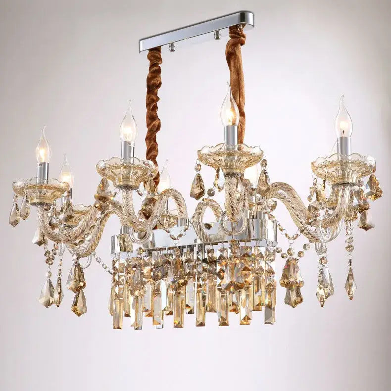 Elegant crystal chandelier pendant light – dining room teardrop glass