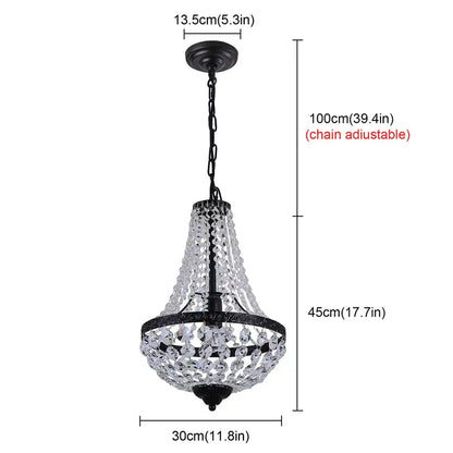 Modern black crystal chandelier dining room wrought iron light