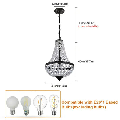 Modern black crystal chandelier dining room wrought iron light