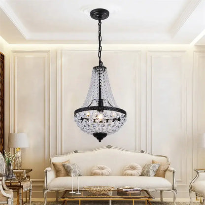 Modern black crystal chandelier dining room wrought iron light