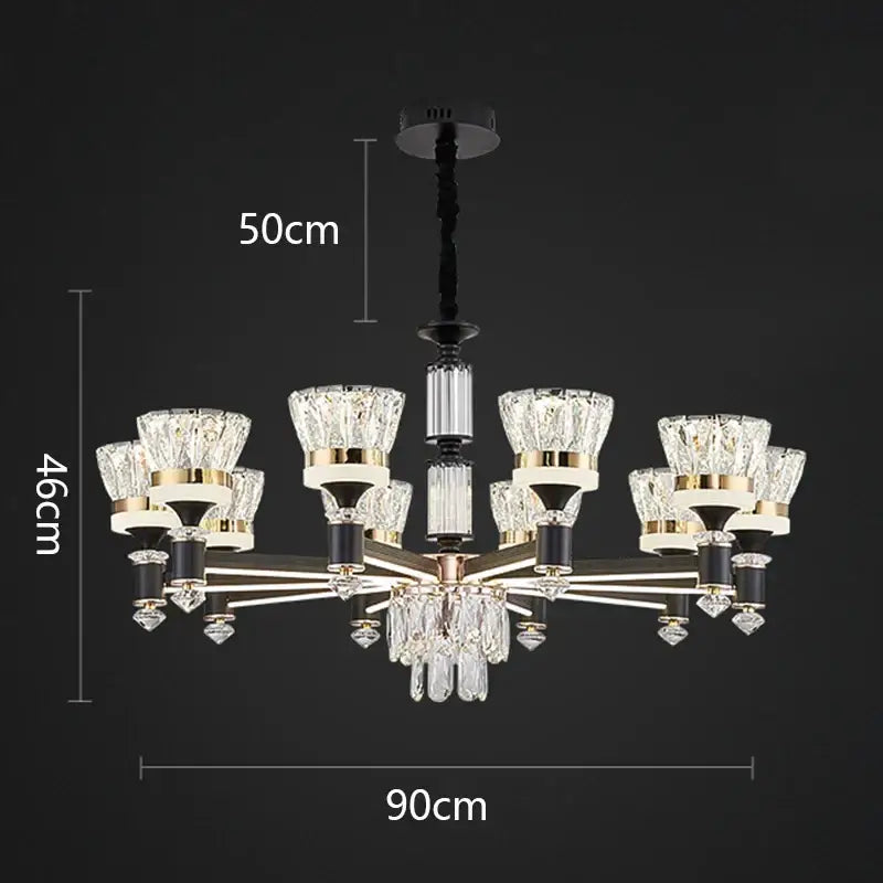 Luxury gold multi tiered crystal chandelier pendant light dining room