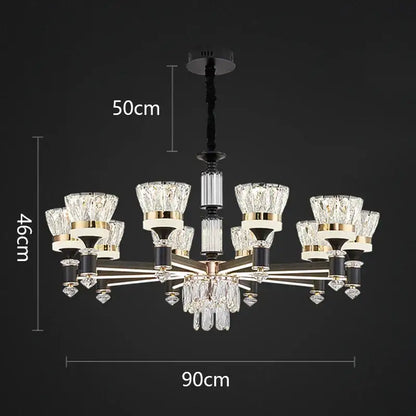 Luxury gold multi tiered crystal chandelier pendant light dining room