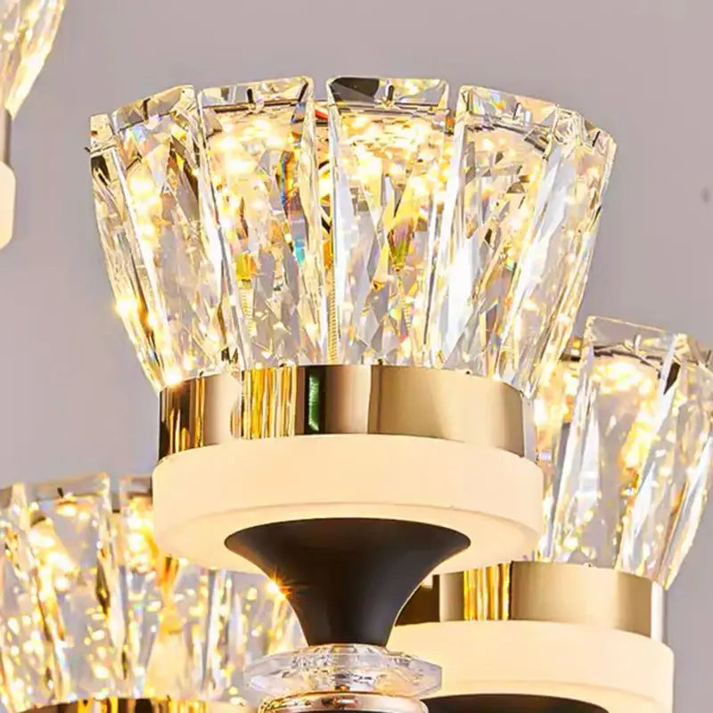 Luxury gold multi tiered crystal chandelier pendant light dining room