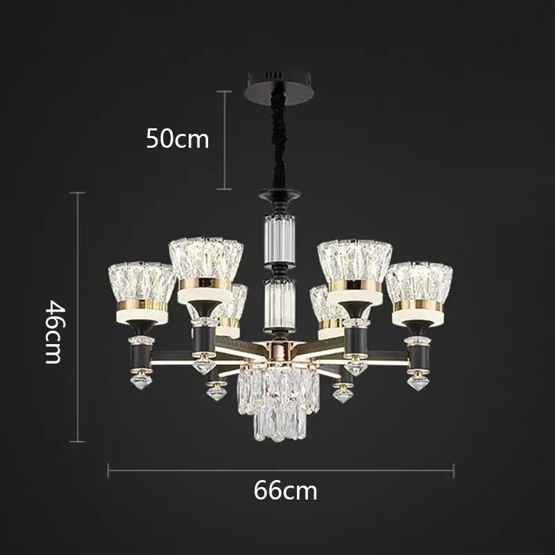 Luxury gold multi tiered crystal chandelier pendant light dining room