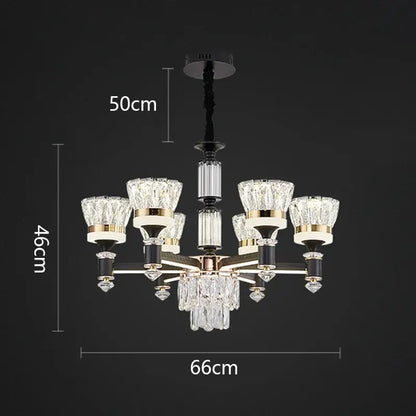 Luxury gold multi tiered crystal chandelier pendant light dining room