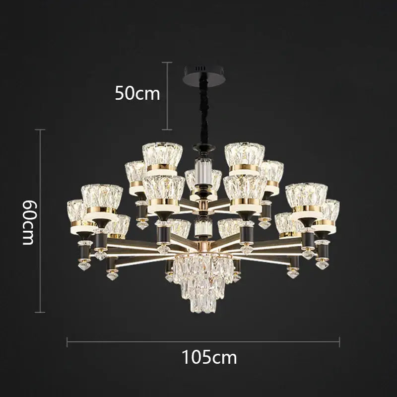 Luxury gold multi tiered crystal chandelier pendant light dining room