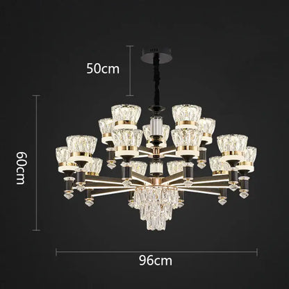 Luxury gold multi tiered crystal chandelier pendant light dining room