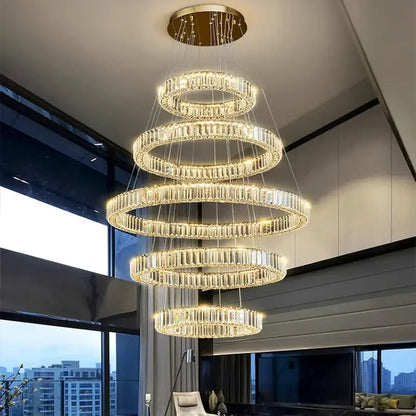 Spiral gold crystal chandelier pendant light for living room