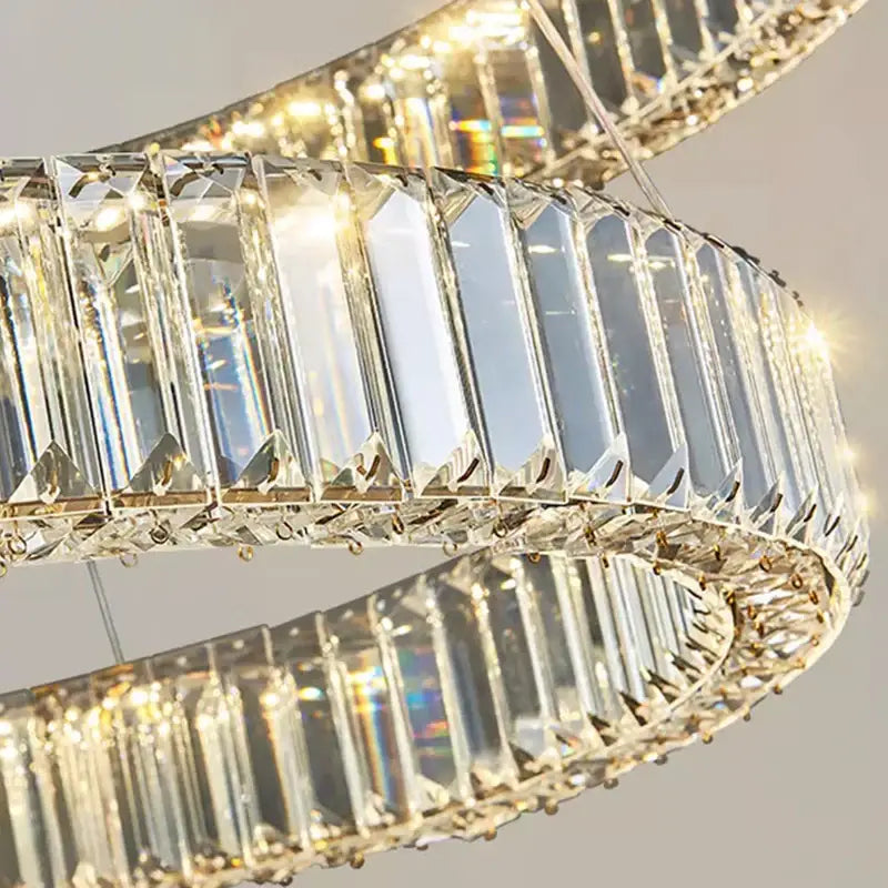 Spiral gold crystal chandelier pendant light for living room