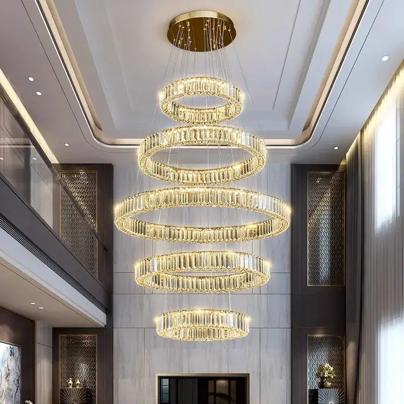 Spiral gold crystal chandelier pendant light for living room