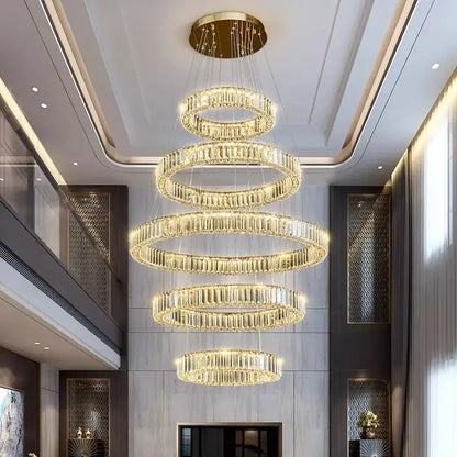 Spiral gold crystal chandelier pendant light for living room