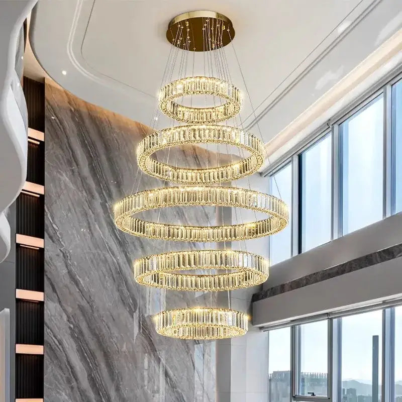 Spiral gold crystal chandelier pendant light for living room