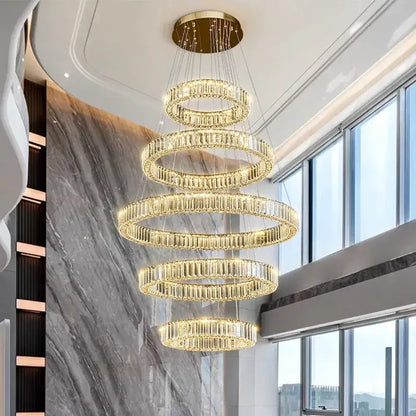 Spiral gold crystal chandelier pendant light for living room