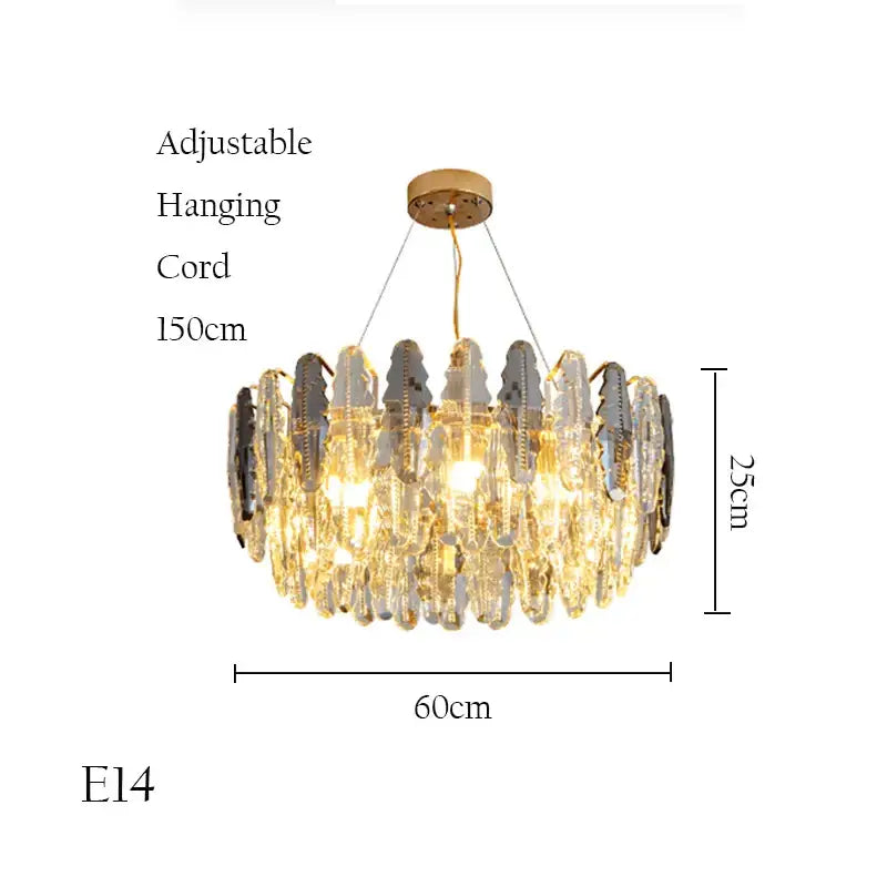 Modern gold crystal chandelier pendant light for living room