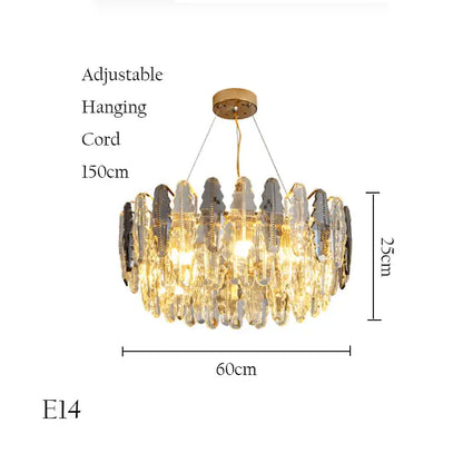 Modern gold crystal chandelier pendant light for living room