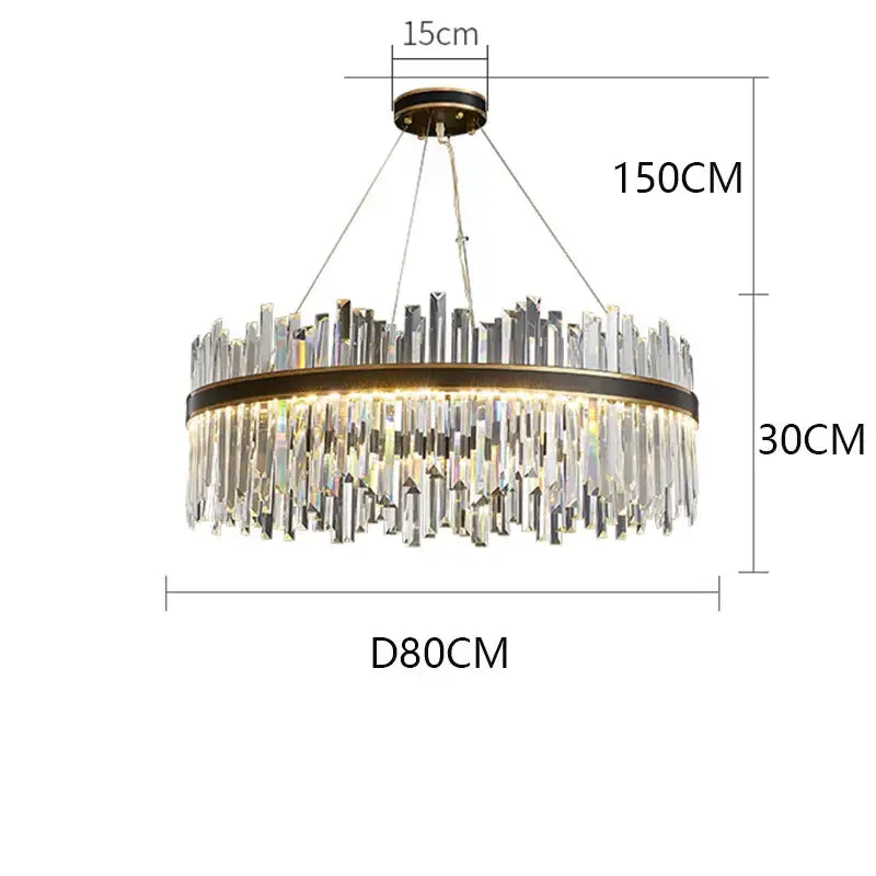 Modern rectangular black crystal chandelier pendant light living room