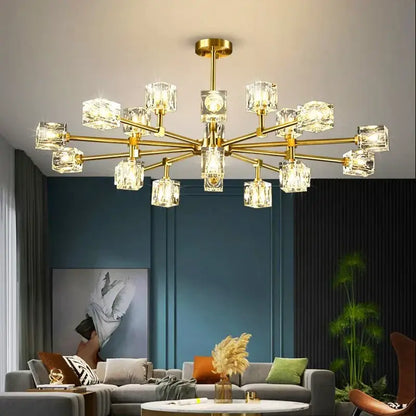 Luxury gold crystal chandelier pendant light for living room