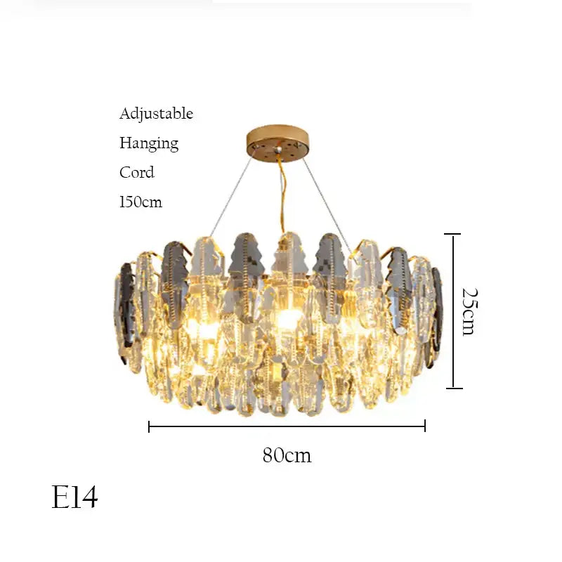 Modern gold crystal chandelier pendant light for living room
