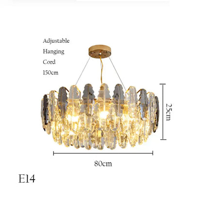 Modern gold crystal chandelier pendant light for living room