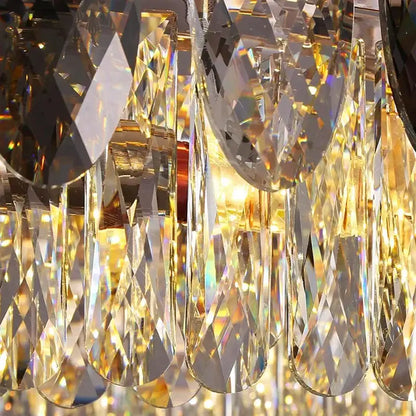 Luxury gold amber crystal chandelier pendant light living room