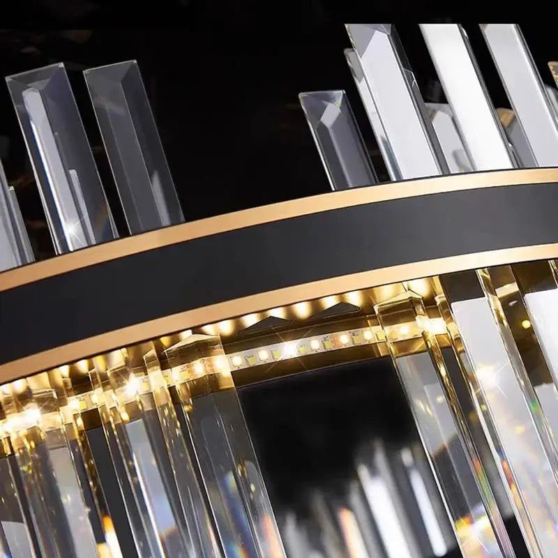 Modern rectangular black crystal chandelier pendant light living room