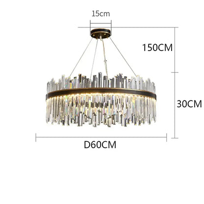 Modern rectangular black crystal chandelier pendant light living room