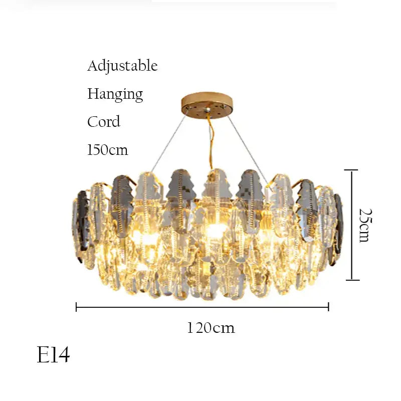 Modern gold crystal chandelier pendant light for living room