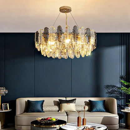 Modern gold crystal chandelier pendant light for living room