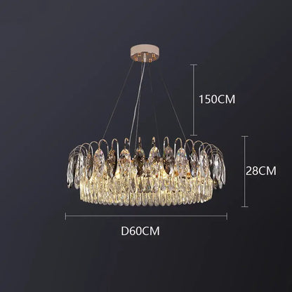 Luxury gold amber crystal chandelier pendant light living room