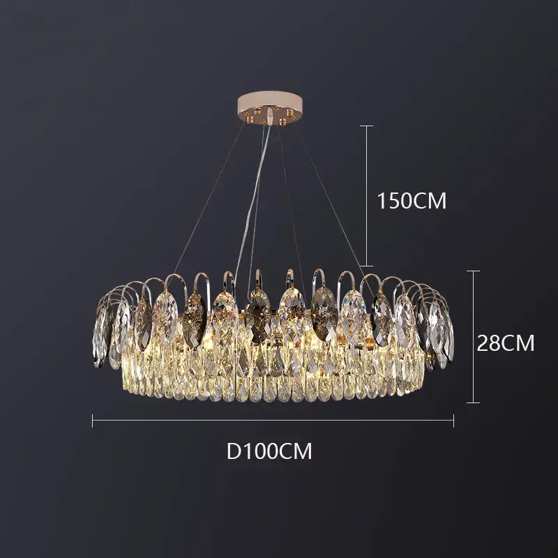 Luxury gold amber crystal chandelier pendant light living room